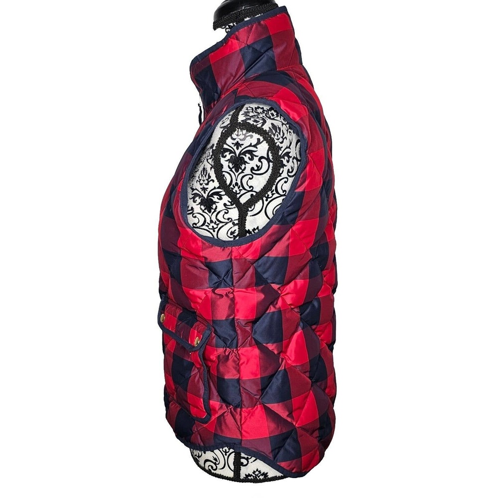 J. Crew Excursion Buffalo Check Plaid Quilted Down Puff Vest Size XS Navy Blue - Picture 5 of 8